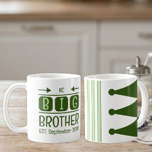 Großer Bruder Initialen est. Monat Jahr grün Kaffeetasse
