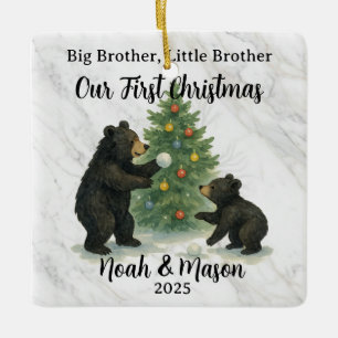 Großer Bruder Kleiner Bruder Bär Maßgeschmücktes W Keramikornament