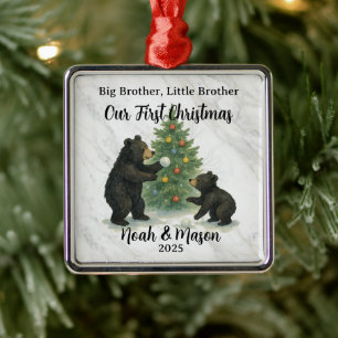 Großer Bruder Kleiner Bruder Bär Maßgeschneidertes Ornament Aus Metall