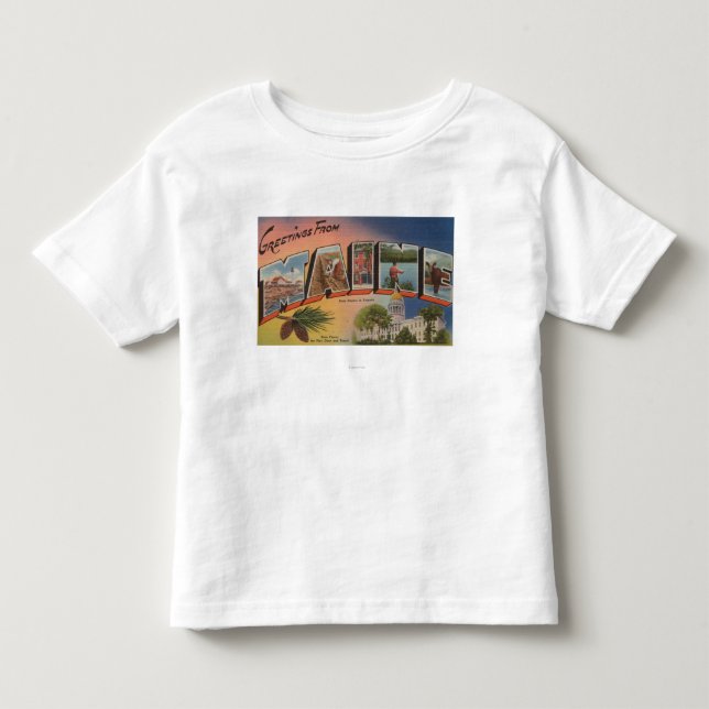 Großer Buchstabe Maines (Staats-Hauptstadt/Blume) Kleinkind T-shirt (Vorderseite)