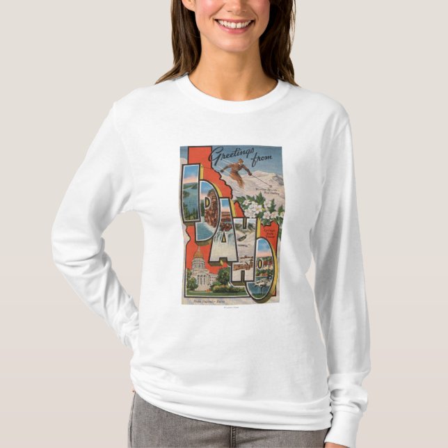 Großer Buchstabe ScenesIdaho Idahos (Skifahren) T-Shirt (Vorderseite)