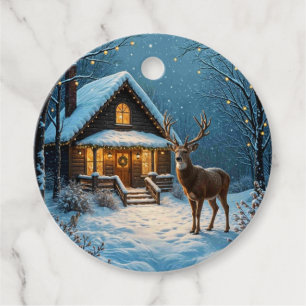 Großer Bucks schneebedeckter Weihnachtsbesuch Geschenkanhänger