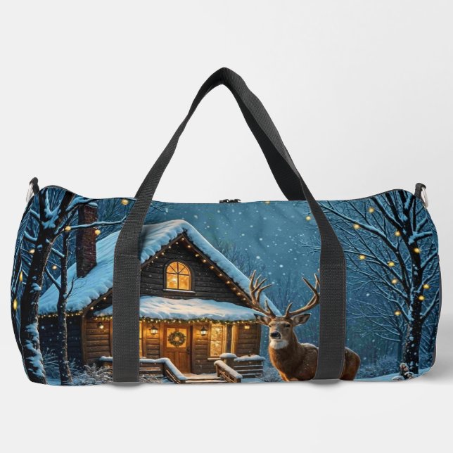 Großer Bucks schneereicher Weihnachtsbesuch Duffle Bag (Vorderseite)
