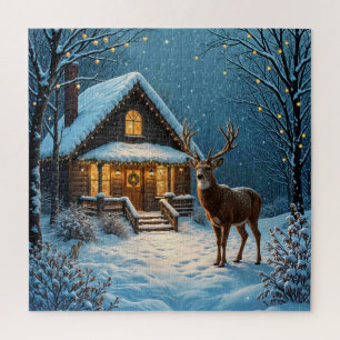 Großer Bucks Weihnachtsbesuch im Schnee