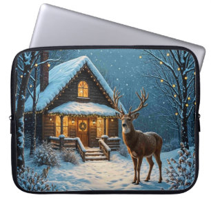Großer Bucks Weihnachtsbesuch im Schnee Laptopschutzhülle
