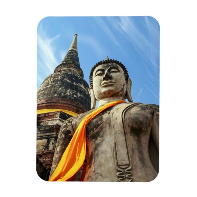 Grosser Buddha in Ayutthaya, Thailand Magnet (Vertikal)
