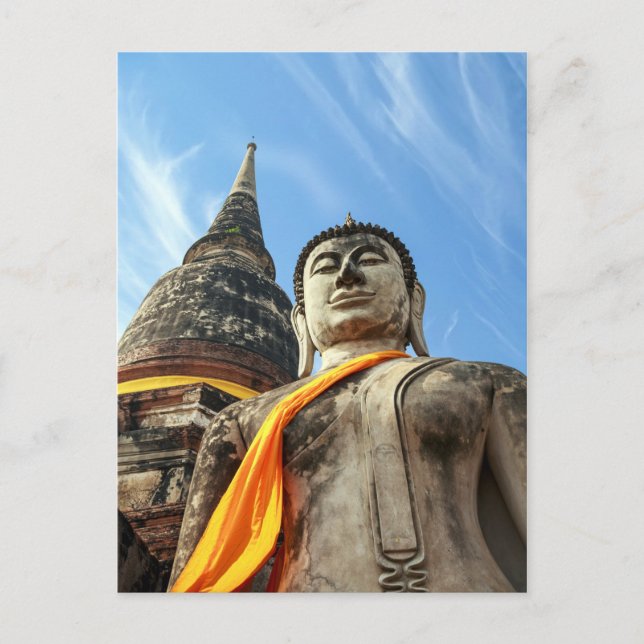 Grosser Buddha in Ayutthaya, Thailand Postkarte (Vorderseite)
