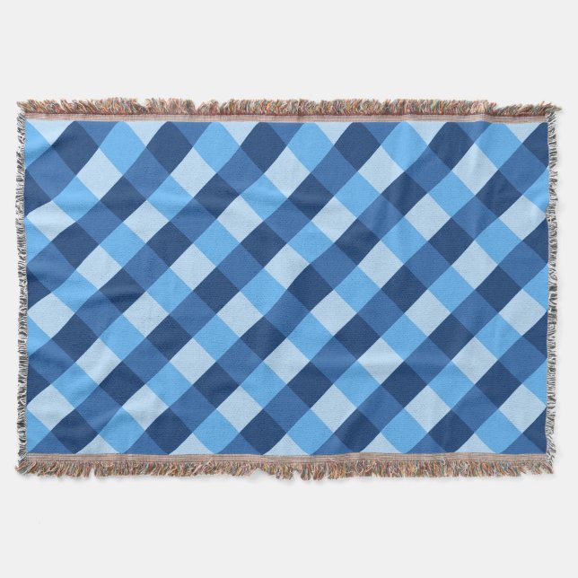 Grosser Buffalo-Karo in Denim-Blau-Tönen Decke (Vorderseite)