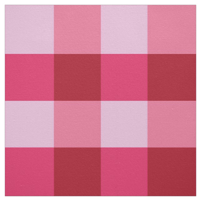 Großer Büffel-Karo, Erdbeerrosa und Rot Stoff (Muster)