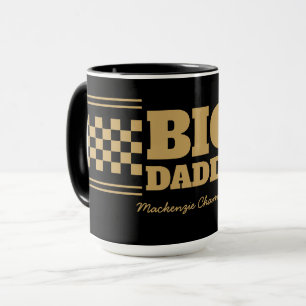 Großer Daddy Karo-Faux-Gold und Schwarz Tasse