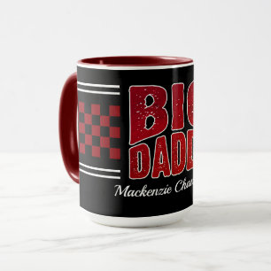 Großer Daddy mit dunkelroten Karos und Namen auf S Tasse