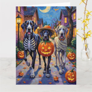 Großer Däne beim Trick-or-Treat Halloween-Kostüme Karte