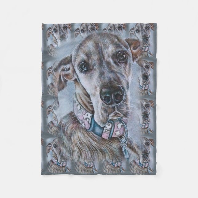 Großer Däne-Hund, der Hundekunst zeichnet Fleecedecke (Vorderseite)