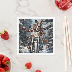 Großer Däne Hund fährt Motorrad Weihnachten Serviette