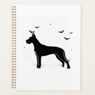 Großer Däne Hund Halloween Mond Silhouette Klassik Planer