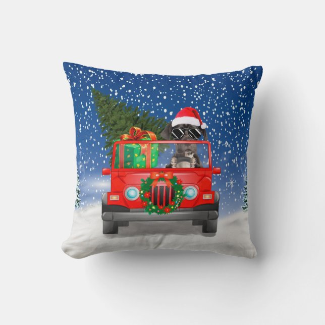 Großer Dane Hund mit Weihnachtsgeschenken Kissen (Vorderseite)