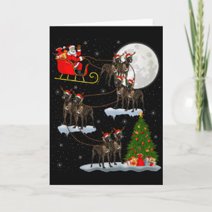Großer Däne Hund Santa Schlitten Fliegend Lustig M Karte