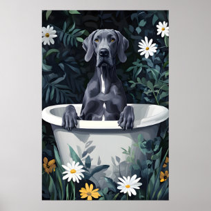 Großer Däne in Badewanne Poster, Lustiger Hund Pos Poster