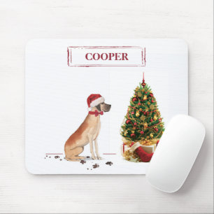 Großer Däne Lustiger Weihnachtshund mit Baum Mousepad