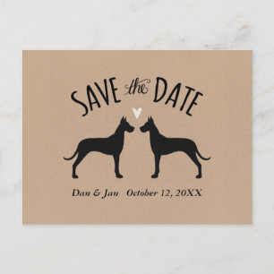 Großer Däne-Silhouetten, die Save the Date Wedding Ankündigungspostkarte