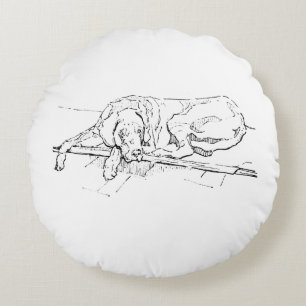 Großer Däne, Tinten-Hund-Illustration Rundes Kissen