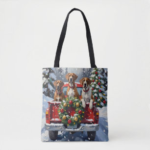 Großer Däne Weihnachten Rotes Lastwagen Ferien Tasche