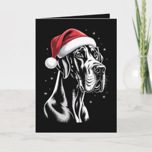Großer Däne Weihnachtsmann Hut Schwarz Weiß Weihna Karte