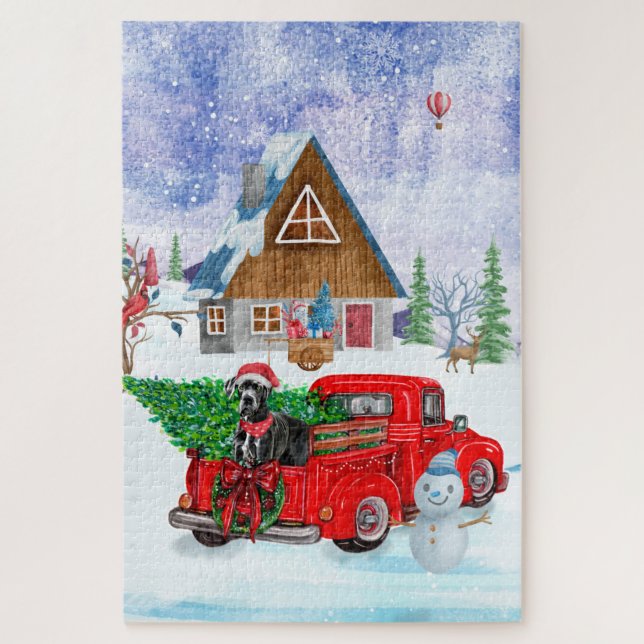 Großer Dänen-Hund in der Weihnachtslieferung LKW-S (Vertikal)