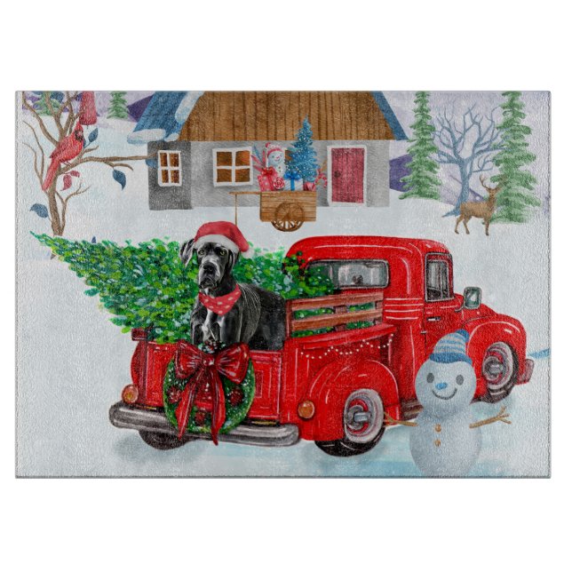 Großer Dänen-Hund in der Weihnachtslieferung LKW-S Schneidebrett (Vorderseite)