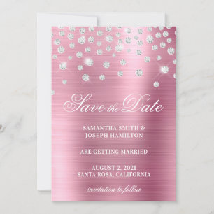 Grosser Diamond Confetti Pink Ombre Foil Save The Date