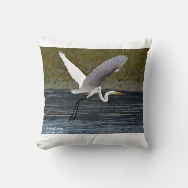 Großer Egret Kissen (Vorderseite)
