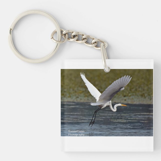 Großer Egret Schlüsselanhänger (Vorderseite)