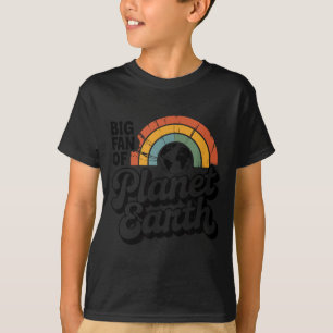Großer Fan des Planeten Erde Retro 70er Regenbogen T-Shirt