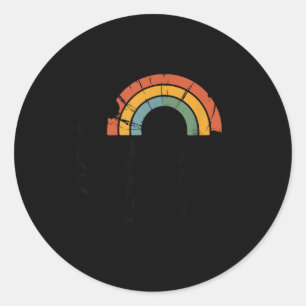 Großer Fan vom Planeten Erde Retro 70er Regenbogen Runder Aufkleber