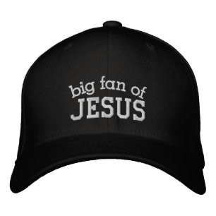 Großer Fan von Jesus Nur-Text - Bearbeitbar Bestickte Baseballkappe