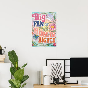 Großer Fan von Menschenrechten Retro-Blumen-Zitat Poster