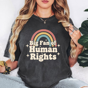 Großer Fan von Menschenrechten Retro-Regenbogen-De T-Shirt