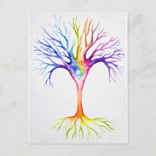 Großer farbenfroher neuronaler Baum Postkarte