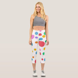 Grosser farbiger Polka-Dot Capri Leggings