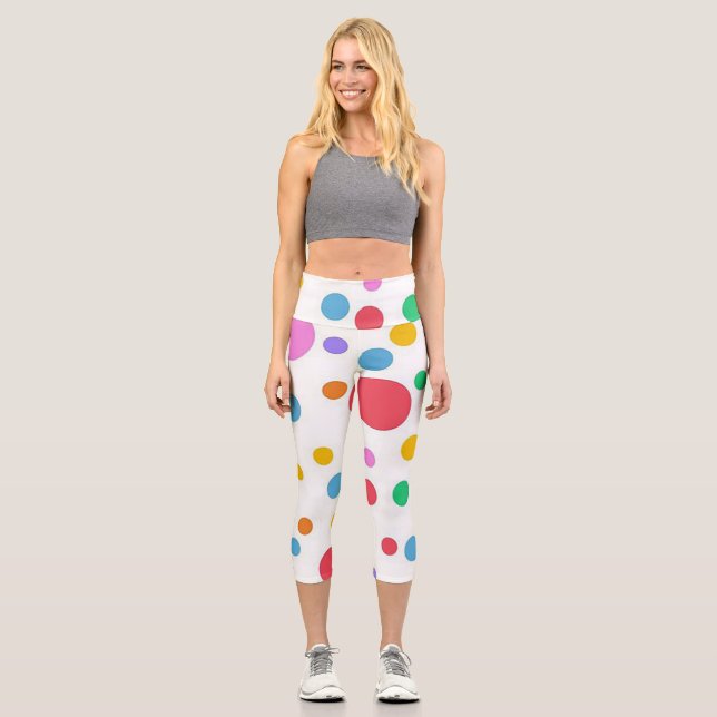 Grosser farbiger Polka-Dot Capri Leggings (Vorderseite)