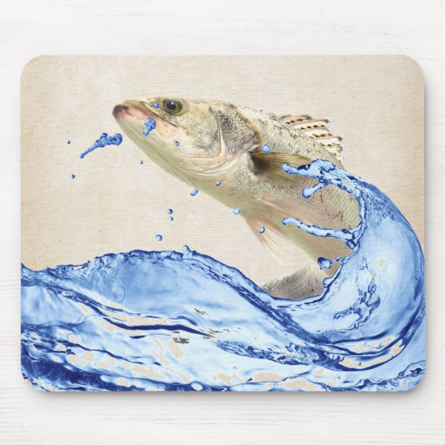 großer Fisch, der aus dem Wasser springt Mousepad (Vorne)