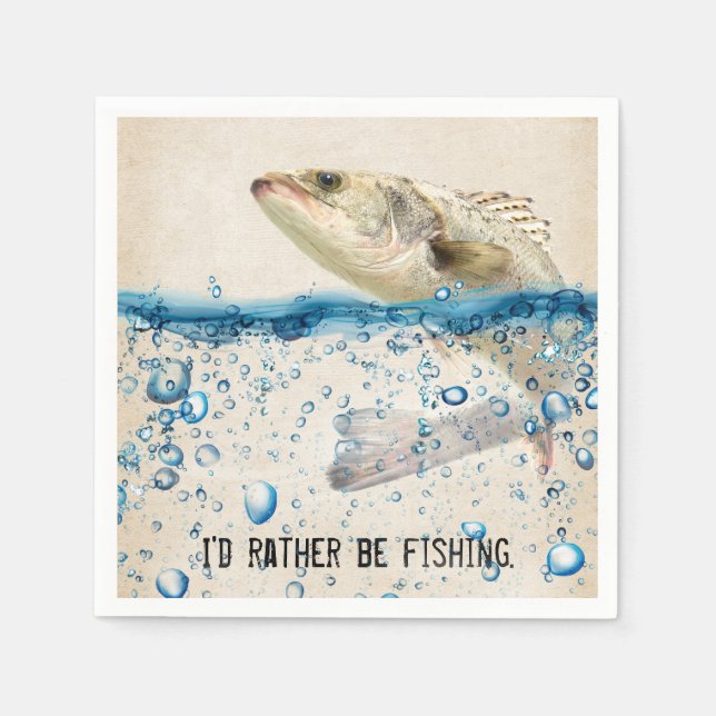 großer Fisch in Wasser mit Anführungszeichen Serviette (Vorderseite)