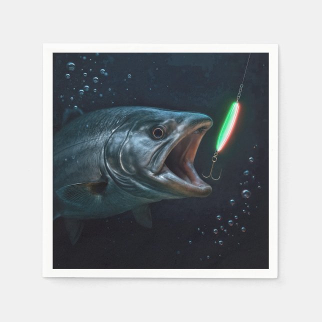 Großer Fisch mit Neonköder Serviette (Vorderseite)