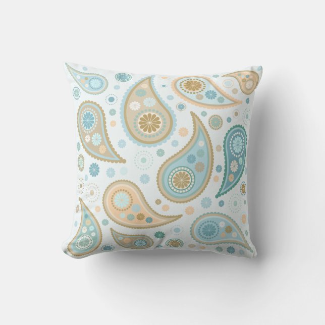Großer flippiger Druck Paisleys (hellblauer Kissen (Vorderseite)