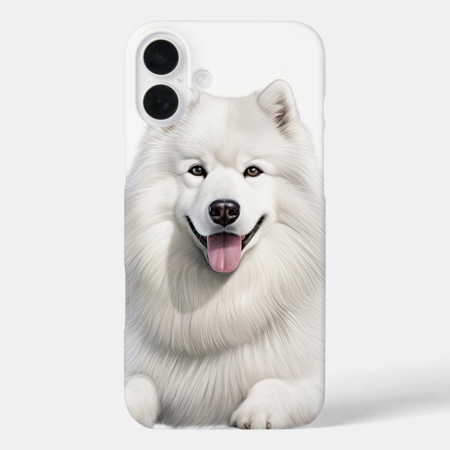 GROSSER FLUSS WEISS SAMOYED HUND iPhone 16 PLUS HÜLLE (Rückseite)