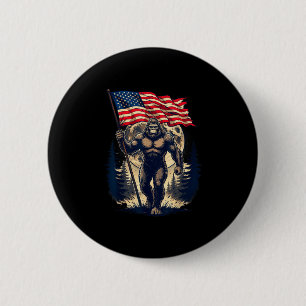 Großer Fuß Bigfoot Sasquatch amerikanische Flagge Button