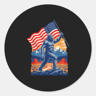 Großer Fuß Bigfoot Sasquatch amerikanische Flagge Runder Aufkleber
