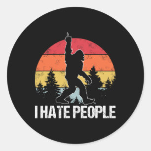 Großer Fuß Ich hasse Leute Mittelfinger Sasquatch Runder Aufkleber