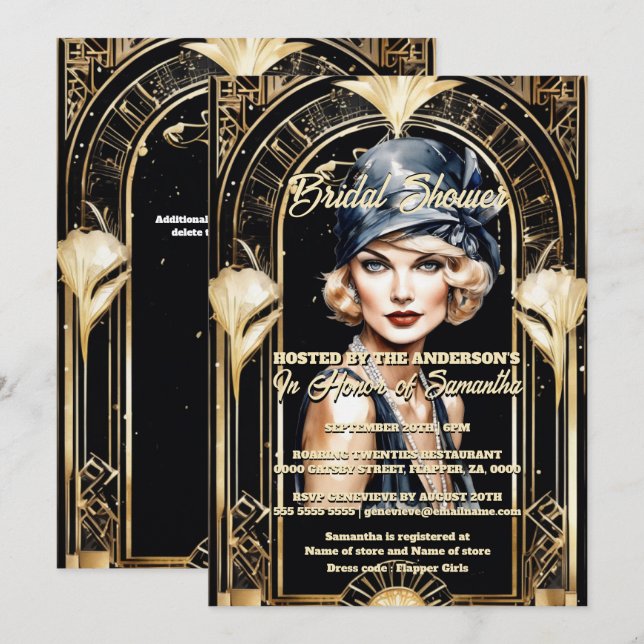 Großer Gatsby-Blondchic der 1920er Jahre Einladung (Vorne/Hinten)