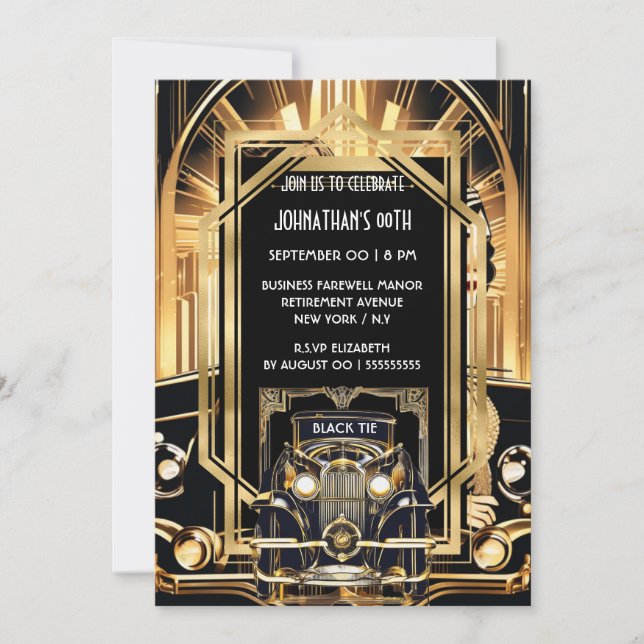Großer Gatsby der 1920er Jahre Thema DIY Foto Vint Einladung (Vorderseite)